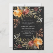 Invitation Mariage floral noir élégant (Devant)