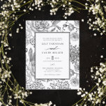 Invitation Mariage floral noir élégant<br><div class="desc">Floral Black Elegant Wedding Invitation</div>