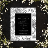 Invitation Mariage floral noir élégant