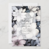 Invitation Mariage floral noir et blanc (Devant)