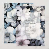 Invitation Mariage floral noir et blanc (Devant / Derrière)