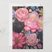 Invitation Mariage floral noir et blanc (Dos)