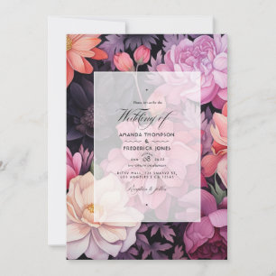 Invitation Mariage floral noir et blanc