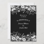Invitation Mariage floral noir et blanc (Devant)
