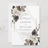 Invitation Mariage floral noir et blanc (Devant)