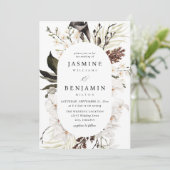 Invitation Mariage floral noir et blanc (Debout devant)