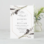 Invitation Mariage floral noir et blanc 4 (Debout devant)