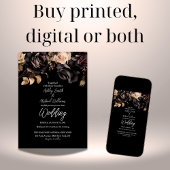 Invitation Mariage floral noir et blanc classique