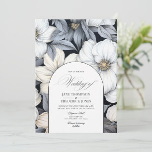 Invitation Mariage floral noir et blanc intemporel