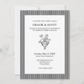 Invitation Mariage floral noir et blanc mince (Devant)