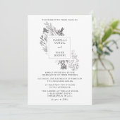 Invitation Mariage floral noir et blanc minimal (Debout devant)