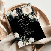Invitation Mariage floral noir et blanc moderne