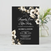 Invitation Mariage floral noir et blanc moderne après la fête (Debout devant)