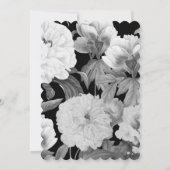 Invitation Mariage floral noir et blanc Peonies d'aquarelle (Dos)