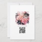Invitation Mariage floral noir et rose (Dos)