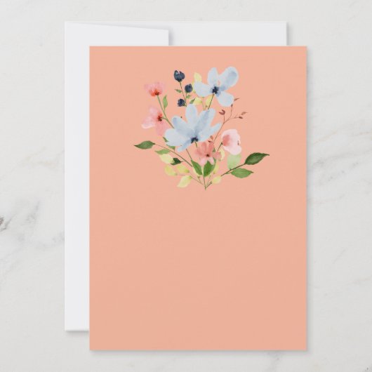 Invitation Mariage floral noir et rose simple Boho (Dos)