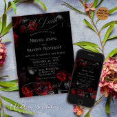 Invitation Mariage floral noir et rouge sur mesure
