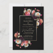 Invitation Mariage Floral noir moderne (Devant)