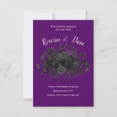 Invitation Mariage floral noir violet gothique (Devant)