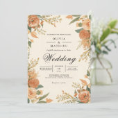 Invitation Mariage floral ocre (Debout devant)