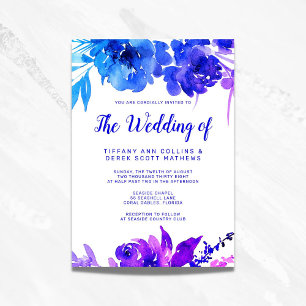 Invitation Mariage Floral Ombre bleu violet