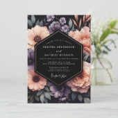 Invitation Mariage Floral Onyx Prune (Debout devant)