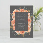 Invitation Mariage Floral Opulent aux Pêches (Debout devant)