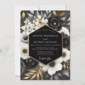 Invitation Mariage Floral Opulent Noir (Devant)