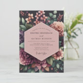Invitation Mariage Floral Opulent Prune (Debout devant)