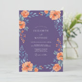 Invitation Mariage Floral Opulent Violet (Debout devant)