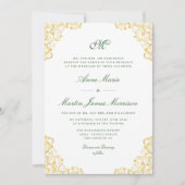 Invitation mariage floral or (Devant)