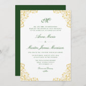 Invitation mariage floral or (Devant / Derrière)