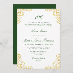 Invitation mariage floral or