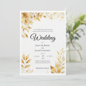 Invitation Mariage Floral Or Élégant (Debout devant)
