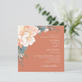 Invitation Mariage Floral Or En Terre Cuite Rouille Brush Pea (Debout devant)