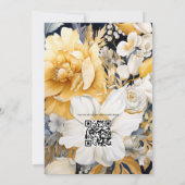 Invitation Mariage floral or et blanc (Dos)