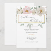Invitation Mariage Floral Or moderne (Devant / Derrière)