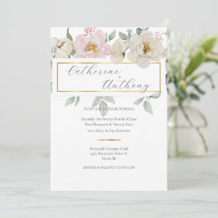 Invitation Mariage Floral Or moderne