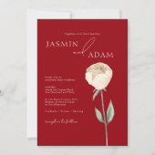 Invitation Mariage floral or rose rouge Crimson simple (Devant)