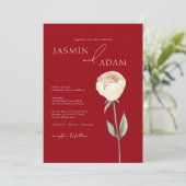 Invitation Mariage floral or rose rouge Crimson simple (Debout devant)