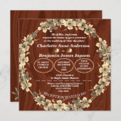 Invitation Mariage floral or rustique (Devant / Derrière)