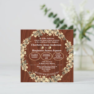 Invitation Mariage floral or rustique 