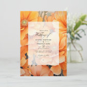Invitation Mariage Floral Orange (Debout devant)