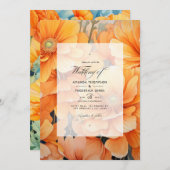 Invitation Mariage Floral Orange (Devant / Derrière)