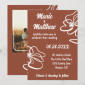 Invitation Mariage Floral Orange Brûlé Classique (Devant / Derrière)