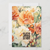 Invitation Mariage floral orange brûlé, crème et vert mousse (Dos)