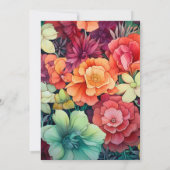 Invitation Mariage Floral Orange, Cranberry et Vert (Dos)