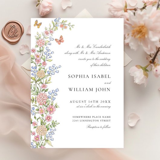 Invitation Mariage floral orange Grace Pastel Blush