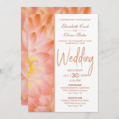 Invitation Mariage Floral Orange moderne (Devant / Derrière)