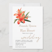 Invitation Mariage Floral Orange Oleander Watercolor (Devant)